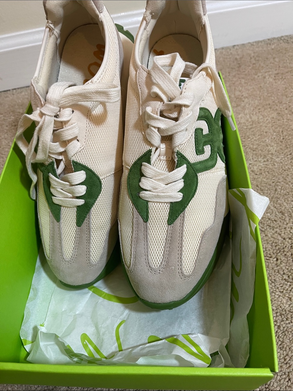 Sam Edelman Cream and Green Low-Top Sneakers woman’s Langley size 9 - Picture 16 of 16